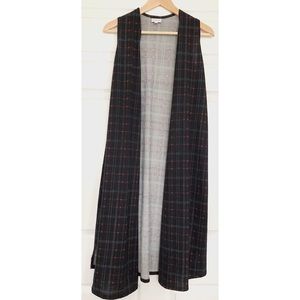 Plaid XS LulaRoe Joy long vest black red